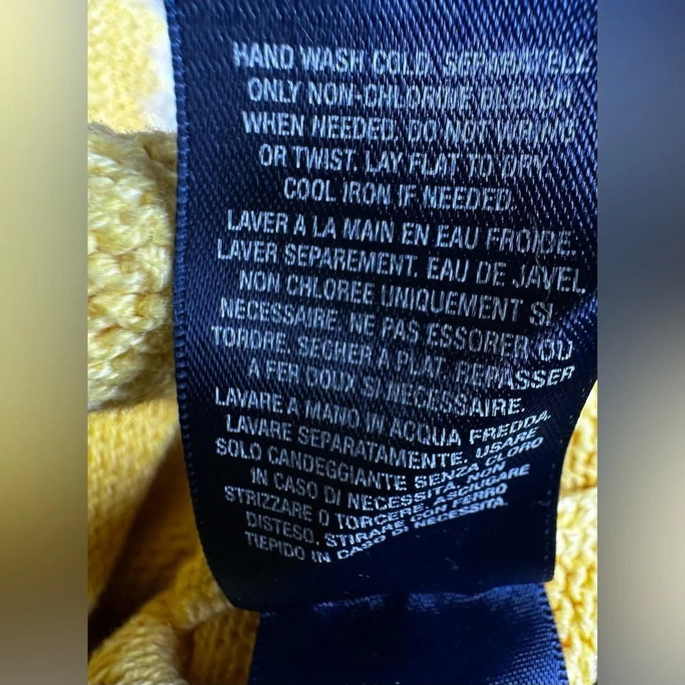 Ralph Lauren Butter Yellow Cardigan Nordic Patterned Collar Cotton Wool Scandi